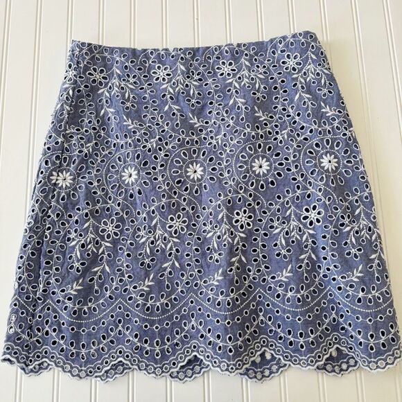 LOFT Embroidered Scalloped Shift Skirt - Size 4 - Picture 1 of 5